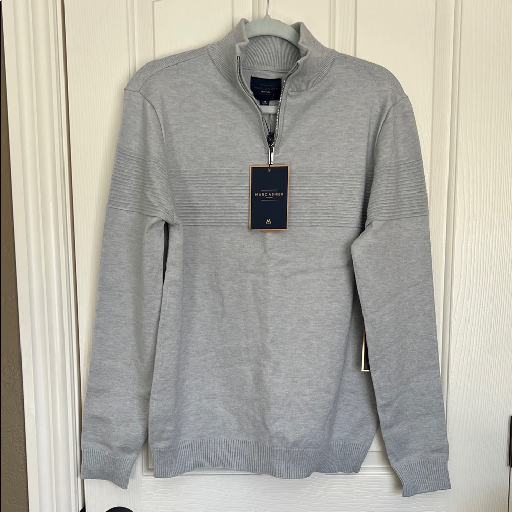 Men's Light Gray Zip-Up Sweater by